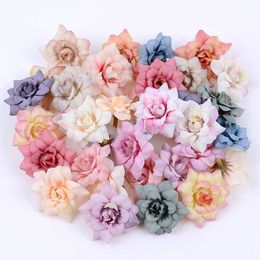 4.5Cm Silk Rose Flower Head Artificial Flower Head Used For Flower Wall Wedding Bridal Accessories Family New Year Decor Y0630