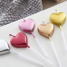 Other Festive & Party Supplies 1pcs Metal Colour Flame Cake Topper Birthday Candle Colourful Candles Heart Love Romantic Decoration Tool