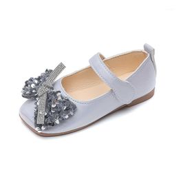 Sandals Children's Shoes Girls' Single 2022 Princess Soft Sole Bow-knot Sequined Performance Leather Chic Sweet For Wedding