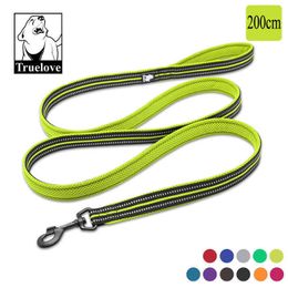 Truelove Soft mesh Nylon Dog Leash Double Trickness Running Reflective safe Walking Training Pet Dog Lead leash Stock 200cm 211006