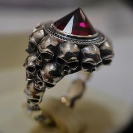 Bag Parts & Accessories Pyramid Stacked Skull Men Ring Gothic Jewellery Gold Silver Colour Boho Retro Masonic Motor Biker Zircon Rings For Wome