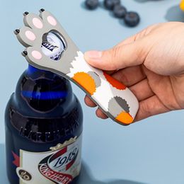 Multifunctional lovely cartoon design metal beer wine Cat claw bottle opener with refrigerator fridge magnets sticker