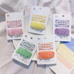 2 Pcs New Korean Sweet Girl Princess Yarn Folds Hairpins Fashion Children's Cute Beautiful Lace Flower BB Clip Hair Accessories
