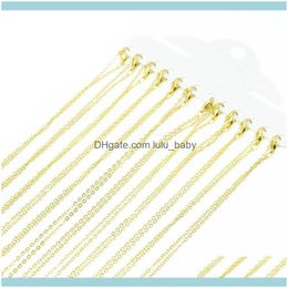 Chains Necklaces & Pendants Jewelrychains 12Pcs/Lot 40Cm Gold Sier Colour Flat Cross O-Chains For Women Simple Necklace Jewellery Handmade Aess