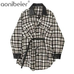 Plaid Shirt Top And Blouses Long Sleeve Oversized Cotton Ladies Casual Blusas One Pocket Loose Female Checked 210604