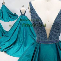 Mermaid Royal Blue Sequined Evening Party Dress 2022 Backless off Shoulder V neck Prom Formal Gown Arabic Dubai Celebrity Wear Robe De Soiree Vestidos Noche