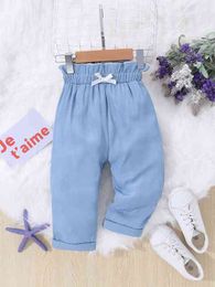 Baby Girl Bow Detail Paper Bag Waist Jeans SHE