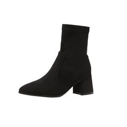Winter Short boots Women Designer Socks boots Natural Genuine Leather Goat suede Block Round Toe High Heel Lady WARORWAR Brand YGN020-999