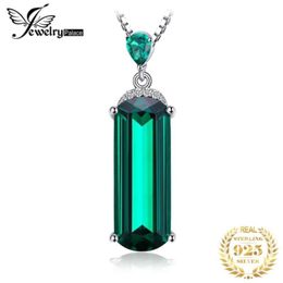 green gemstones Australia - JewelryPalace Simulated Nano Green Emerald 925 Sterling Silver Gemstone Pendant Necklace for Women Jewelry No Chain 210929
