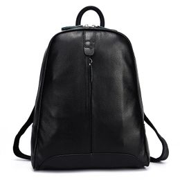 Genuine Real Leather Black/ Silver Gray/ White/Pink Backpacks Girls Female Top Layer Cowhide School Book Bags Ladies