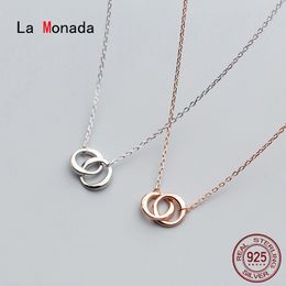 La Monada Silver Chain Necklace For Women Circle Interlock Fashion Minimalist Silver 925 Jewellery On The Neck Womens Necklaces 29 Q0531