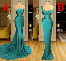 Mixed Style Dark Green Cheap Simple Sexy Mermaid Evening Dresses Long Strapless Floor Length Formal Dress Prom Gowns Party Dresses Robe