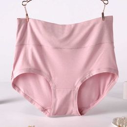 Q001 4Pcs/Lot Big Size 6XL Panty Solid High Waist Underwear Women Panties Soft Viscose Lingerie Briefs 210720