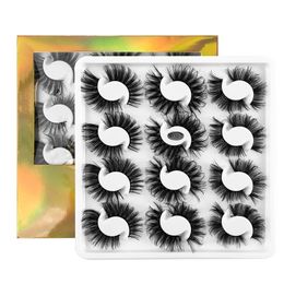 12pairs Faux 3D Mink Eyelashes Multi-Layered Dramatic Messy Eyelash Extension Fluffy Thick Curl Soft Beauty Makeup Fake Lashes