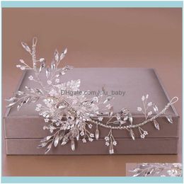 Jewelryforseven Sier Color Crystal Bridal Band Pins Rhinestone Leaf Tiara Jewelry Wedding Bride Hair Aessories Jl Drop Delivery 2021 Kecdb