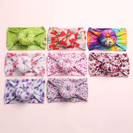 8 Styles Baby Girls Tie Dye Floral print Donut Headbands Soft Summer Nylon Stretch Knot Hair Bands Head Wrap For Toddlers Newborn Turban