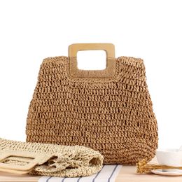 HandBags Classic Straw Handmade Woven Round Vintage Style Buckle Rattan Shopping Simplicity Circle Shoulder Bag