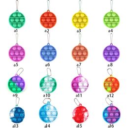 150pcs push Toy key chain bubble keychain fidget Toys Tie dye Decompression Anti Stress Bubbles Board keyring