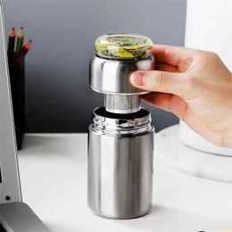 Storage 280ml Stainless Steel Thermos Bottle Thermocup Tea Vaccum Flasks infuser bottle Thermal Mug With Tea Insufer For Office 210913