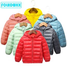 2020 Down Jackets For Girls Winter Coat Candy Colour Warm Kids Down Hooded Coats For Boys 2-9 Years Outerwear Children Clothes H0909