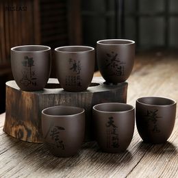 4 pcs/set new Purple Clay Teacup Water Cup Coffee mugs Handmade tea bowl Master cup Customised Tea set accessories 120ml