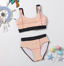 Baby Girls Designer One-Pieces Swimming Suits Fashion Letter Print Two Piece Swimwear Child Girl Luxury Bikinis Kids Clothes