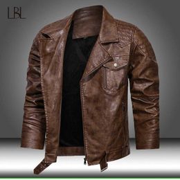 Thick Leather Jacket Mens Winter Autumn Pu Coat Men's Jacket Fashion Faux Fur Collar Windproof Warm Overcoat Male Zipper Clothes 211009