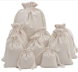 Jewellery Linen Drawstring Pouches 8x10cm 10x12cm 10x15cm 13x18cm 15x20cm 20x30cm Party Candy Sack Cotton Gift Packaging Bags