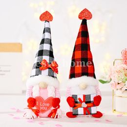 Party Supplies Valentine Mother Day Doll Plaid Love Faceless Decoration Dolls