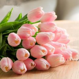 newPU Artificial Flower Silk Tulips Real Touch Flowers mini Tulip Wedding Decorative Bouquet Weddings Decorations Home Decor EWE6039