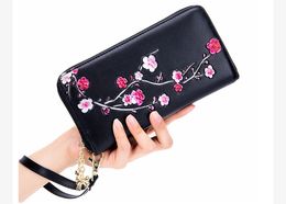 4 Colours fashion single zipper pocket men women leather hand-painted art wallet lady ladies long purse