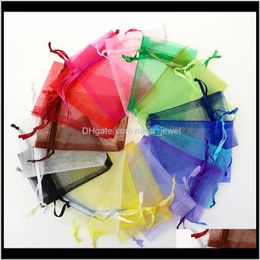 Wholesale 7x9Cm Jewellery Bags Mixed Organza Wedding Party Favour Xmas Gift Bags Purple Blue Pink Yellow Black With Drawstring En T0Ckx