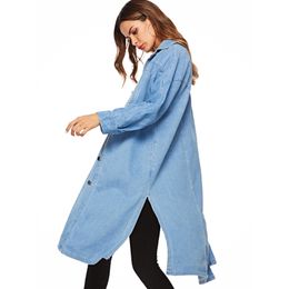 VANOVICH Europe Fashion Denim Trench Coat for Women Spring and Autumn Ladies Windbreaker Casual Clothing 210615
