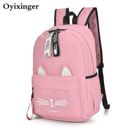 Both Shoulders Girls Backpack Lovely Cat Ears Student Children School Bags For Boys Bag Kids Mochila Escolar Cartable Enfant 211021