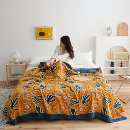 Blankets Japanese Throw Blanket For Beds Cotton Gauze Towel Four Seasons Flowers Nap Double Bedroom Leisure Bedspread Sofa Cover