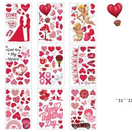 Valentine's Day Window Clings Decorations 9 Sheets/set Stickers for Home Office Refrigerator Home Decor RRF12148