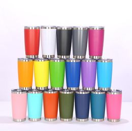 Fashion 20oz Drinking Cups Tumbler with Seal Lid Stainless Steel Wine Glass Vacuum Insulated Cup Travel 18 Color BY1688
