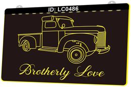 LC0486 Old Classic Truck Brotherly Love Light Sign 3D Engraving