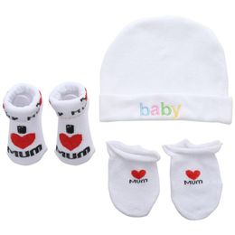 sock mittens UK - Clothing Sets Autumn Winter Baby Hat And Mittens Girl Boy Cap Socks Comfy Infant & Gloves Cotton Toddler Born Accessorise For 0-3