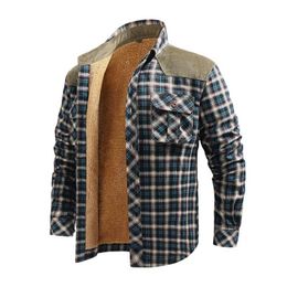 fleece lined plaid shirt UK - Men's Casual Shirts Mcikkny Fashion Plaid Winter Long Sleeves Fleece Lined Top Coats For Male Size M-4XL Thermal