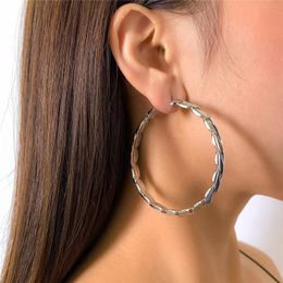 Women Smooth Spiral Circle Ring Earring Hoop Hollow Large Round Business Ear Drop European Female Dinner Dress Party Earrings Jewelry Accessories