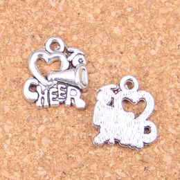 67pcs Antique Silver Plated Bronze Plated cheer love cheerleading Charms Pendant DIY Necklace Bracelet Bangle Findings 17*16mm