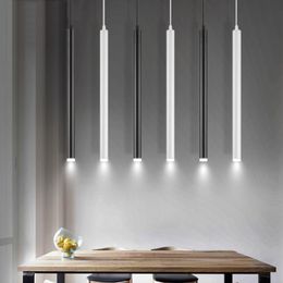 Pendant Lamps LED Chandelier Long Tube Lamp Kitchen Restaurant Shop Bar Counter Decoration Cylindrical