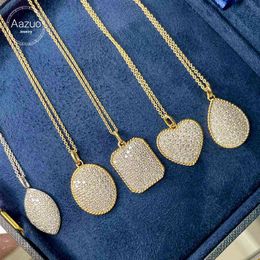 Aazuo 18k Solid Yellow Gold White Real Diamonds Luxury Ladder Geometry Necklace with Chain Gifted for Women Wedding Party