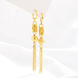 Dangle & Chandelier Classic 14K Gold Earring Elegant Long Tassel Drop Earrings For Women Wedding Engagement Jewelry Hanging Beaded Female