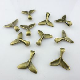 40pcs Tibetan Silver/Bronze Whale Tail Charms Bails Pendants 5x16x16mm Jewellery Findings