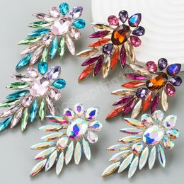 Trendy Multi Colour Crystal Dangle Earrings for Woman Luxury Sparkly Rhinestone Statement Earring Girl Party Brincos