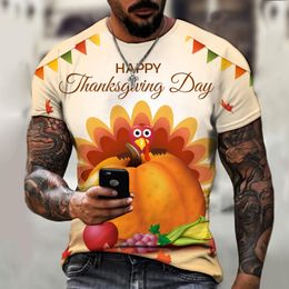 Men's T-Shirts Turkey Festival T-shirt 3D Printing Short-sleeved Cartoon Print Harajuku Thanksgiving Casual