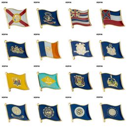 U.S.A Flag Laple Pin Badge Florida North Dakota Hawaii Mississippi Pennsylvania New York Connecticut Maine New Jersey