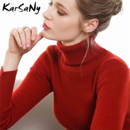 KarSaNy Jumper Women Turtleneck Sweater Knitwear Thick Winter Women's Pullover Yellow s Female 210914